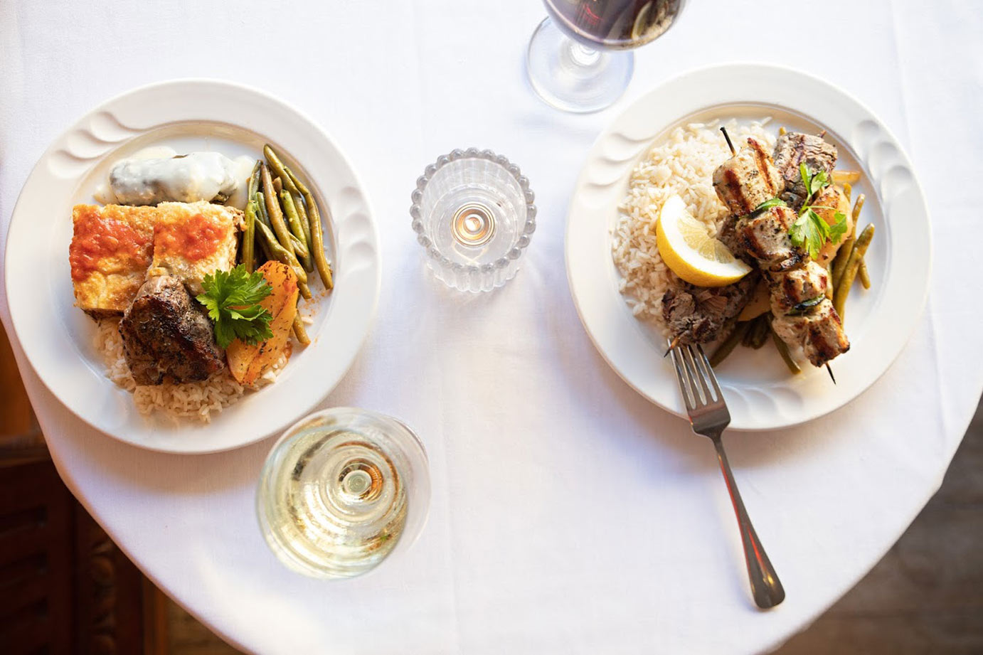 Dining table with two meals